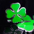 Four Leaf Clover Metal Car Badge Emblem Auto 3d Decals Motorcycle Stickers 2pcs