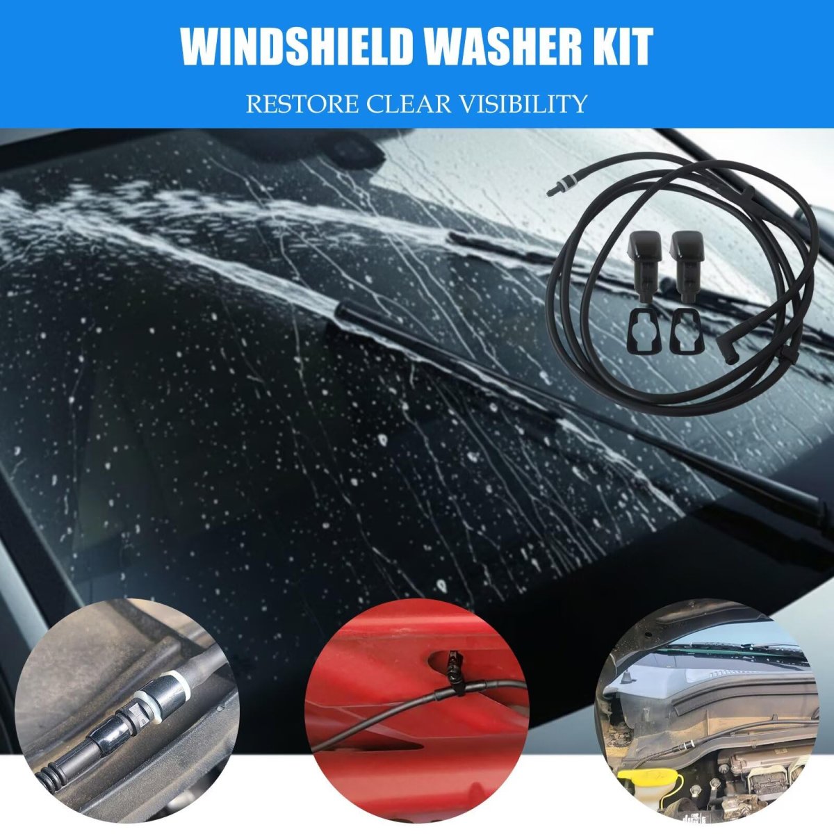 Windshield Washer Nozzle Jet Hose Kit For 2011 2016 Ford F250 F350 F450 F550 Super Duty Replaces Bc3z-17603-a Bc3z-17k605-b