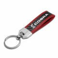 Ipick Image Made For Ford Mustang Cobra Real Carbon Fiber Strap With Red Leather Stitching Edge Key Chain