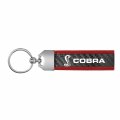 Ipick Image Made For Ford Mustang Cobra Real Carbon Fiber Strap With Red Leather Stitching Edge Key Chain