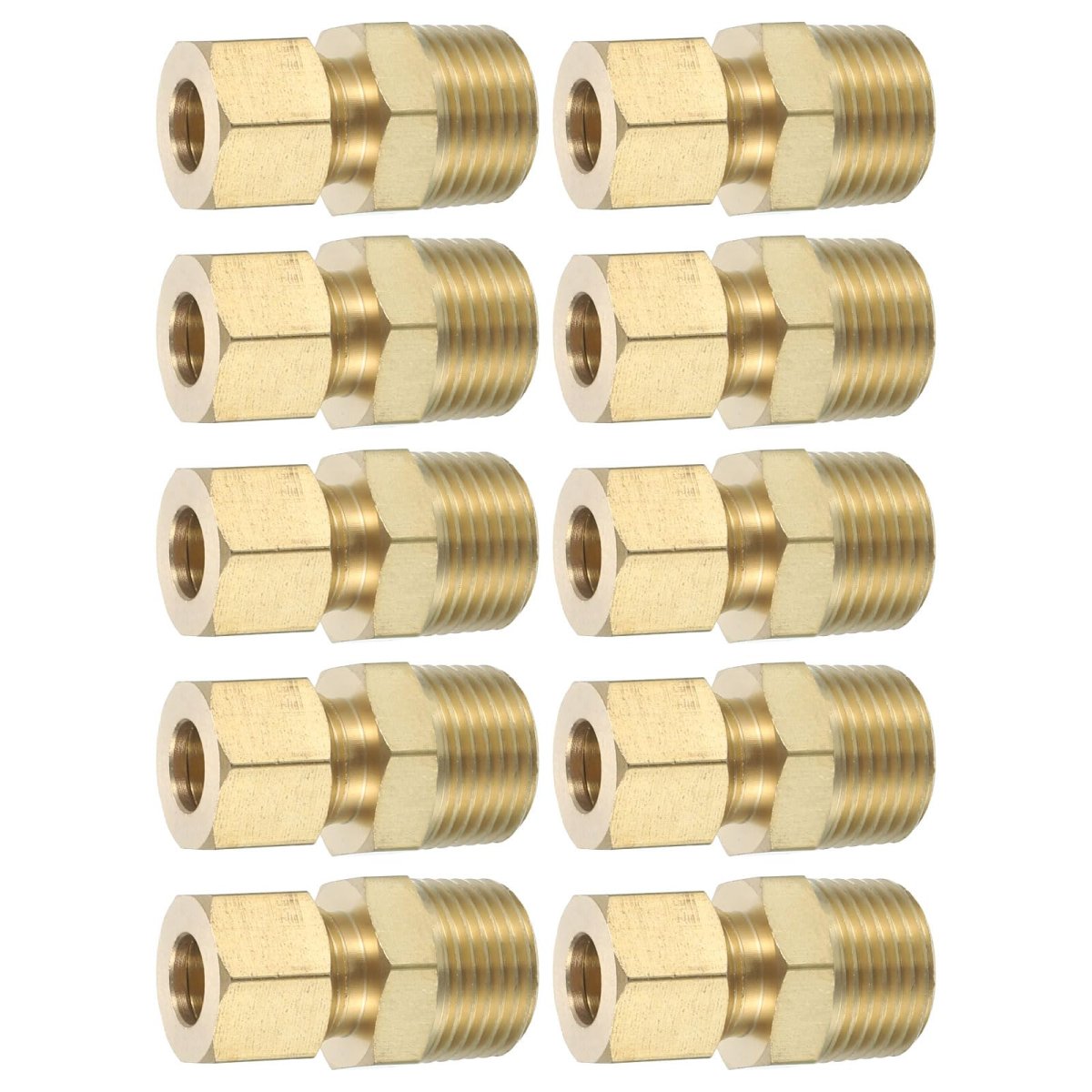 10 Pcs Brass Compression Tube Fitting 5 16 Od X 3 8 Npt Male Connector Union Straight Coupling Adapter For Air Liquid Oil Gas