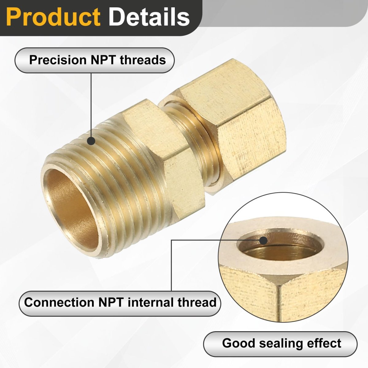 10 Pcs Brass Compression Tube Fitting 5 16 Od X 3 8 Npt Male Connector Union Straight Coupling Adapter For Air Liquid Oil Gas
