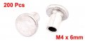 200 Pcs M4 X 6mm Aluminum Flat Head Semi-tubular Rivets Silver Tone