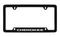 Jeep Cherokee Wordmark Black Coated Zinc Metal License Plate Frame Holder 4 Hole 