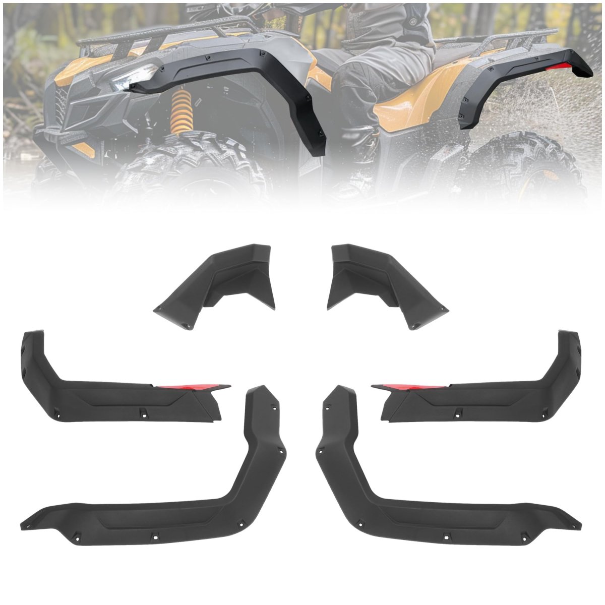 Fender Flares For 2015-2021 Can Am Outlander 450 500 570 Splash Shield Guards Mud Guard Replacement 715001909 W Red Reflectors