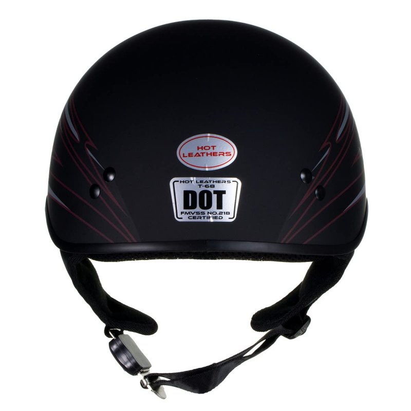 Hot Leathers T68 Tribal Black Advanced Dot Approved Motorcycle Skull Cap Half Helmet For Men And Women Biker Medium