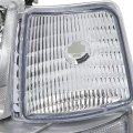Auto Dynasty Chrome Houisng Clear Corner Headlight W Bumper Lamps Tool Kit Compatible With Ford F-150 F-250 F-350 92-96