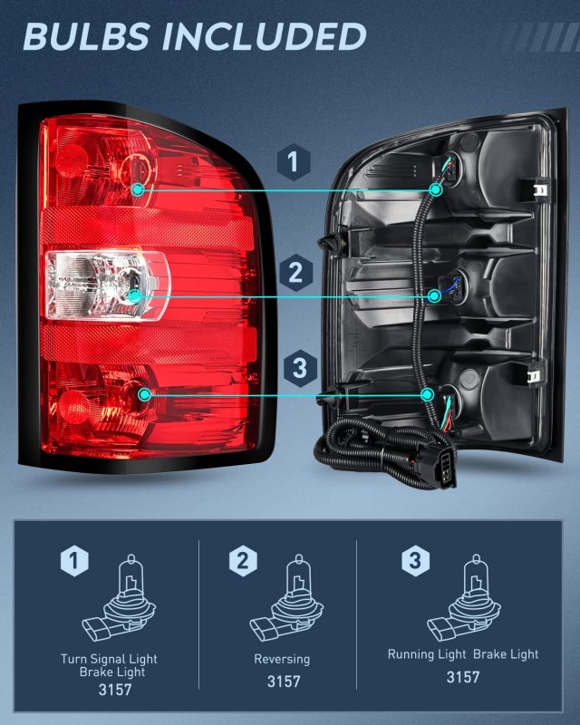 Nilight Taillight Assembly For 2007 2008 2009 2010 2011 2012 2013 2014 Chevy Silverado 1500 2500hd 3500hd 2007-2013 Gmc Sierra