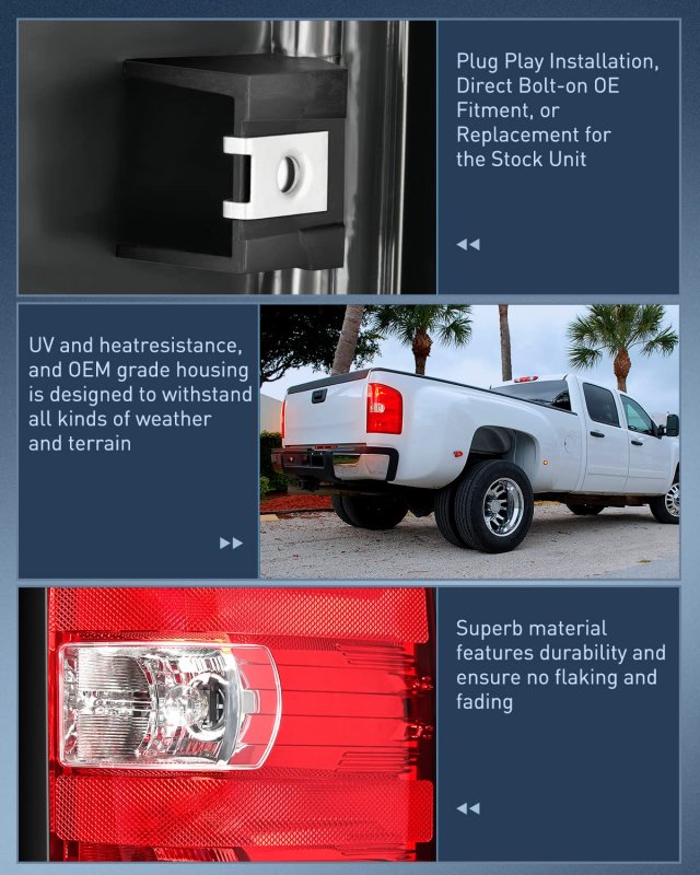 Nilight Taillight Assembly For 2007 2008 2009 2010 2011 2012 2013 2014 Chevy Silverado 1500 2500hd 3500hd 2007-2013 Gmc Sierra