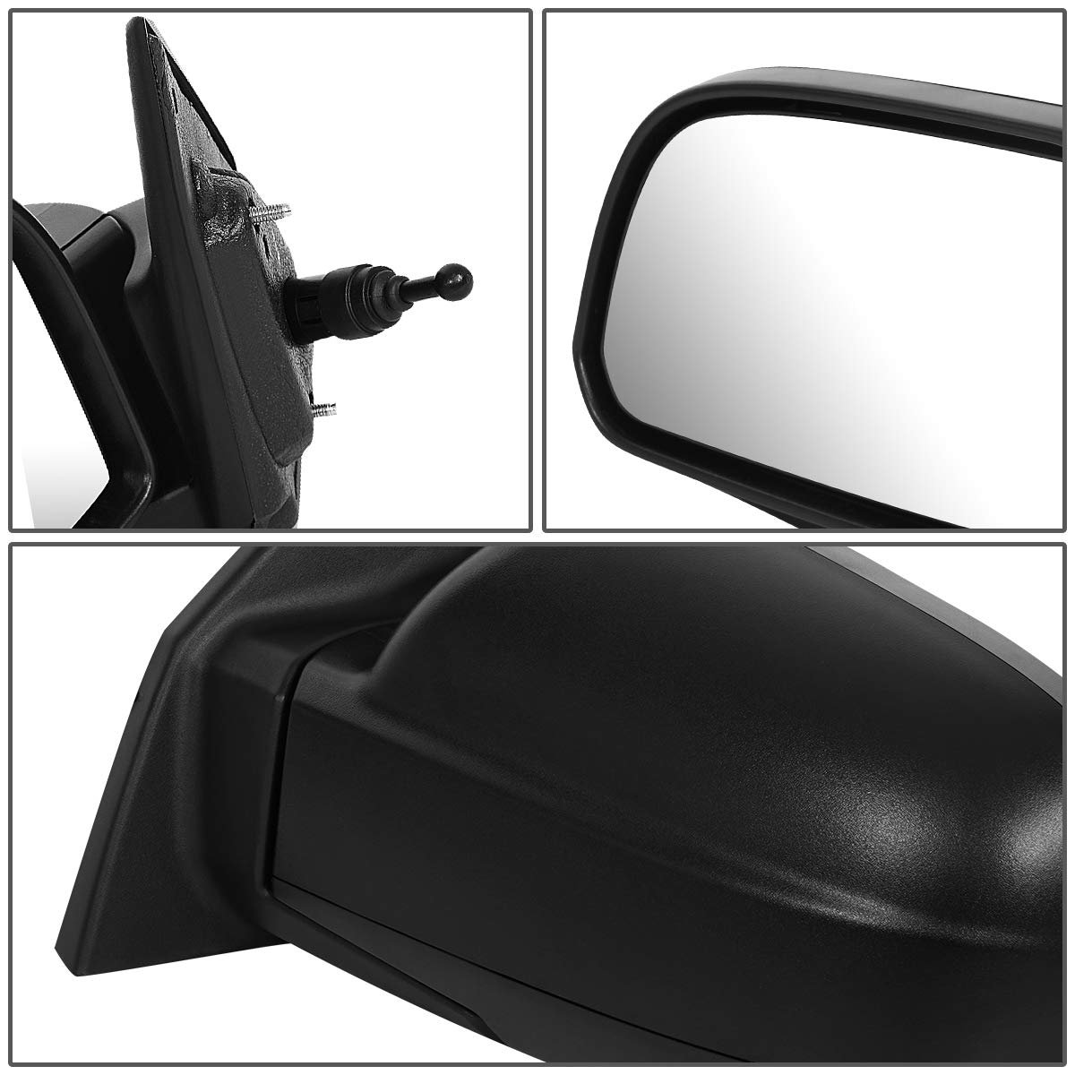 Manual Side View Door Mirror Pair For Hyundai Tucson 05-09 Black Textured Finish Adjustment And Folding Convex Lens Hy1320150