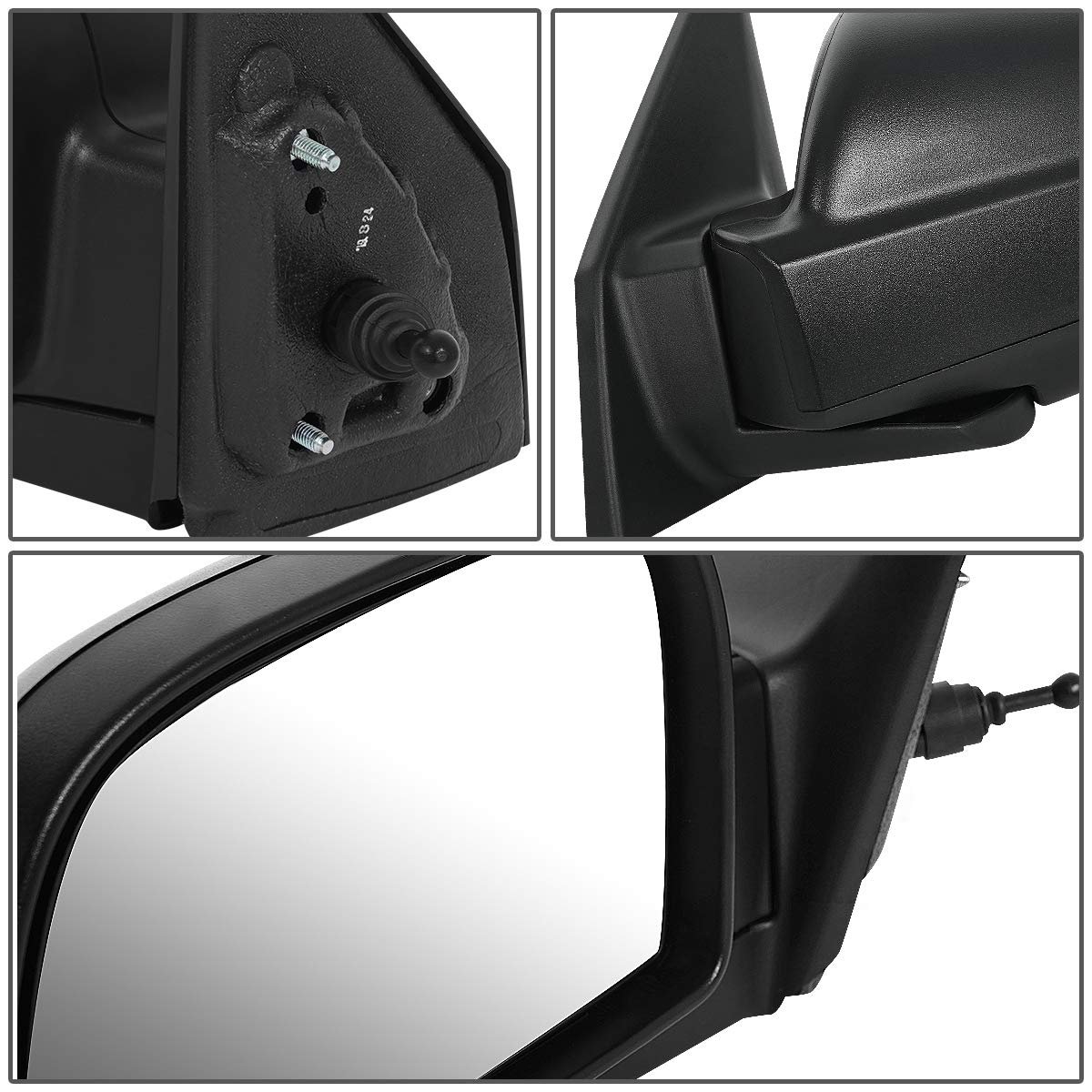 Manual Side View Door Mirror Pair For Hyundai Tucson 05-09 Black Textured Finish Adjustment And Folding Convex Lens Hy1320150