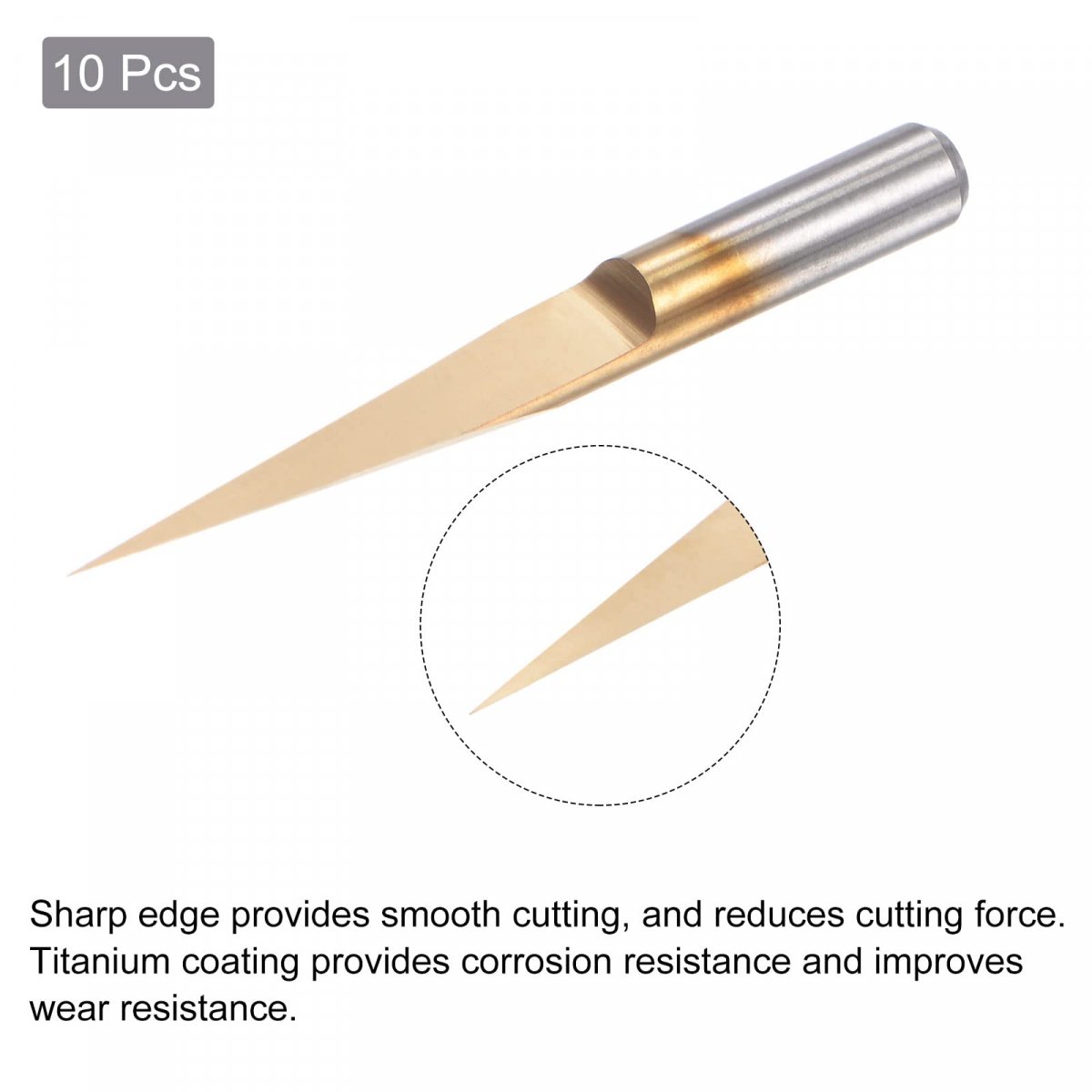 10pcs Wood Carving Router Bit Titanium Coated Solid Carbide Cnc Engraving V Groove Bits 1 8 3 175mm Shank 0 1mm Tip 15 Degree