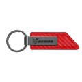 Dodge Demon Red Pu Leather Carbon Fiber Texture Strap Gunmetal Black Metal Bar Key Chain Official Licensed