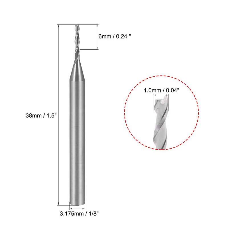5pcs 1 8 Shank 0mm X 6mm Carbide End Mill Cnc Router Bits 2 Flute Milling Bit For Acrylic Pvc Mdf Wood