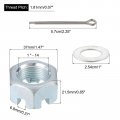 Uxcell 2sets Trailer Nut Kit Carbon Steel 1 4 Hex Castle 1 Washer 2 25 Split Cotter Pin For Spindle Shaft