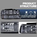 Front Headlight Assembly Left Right For Chevy Silverado 1500 2500 1999-2002 Fit Suburban Tahoe 2000-2006 Headlamp Smokey Lens