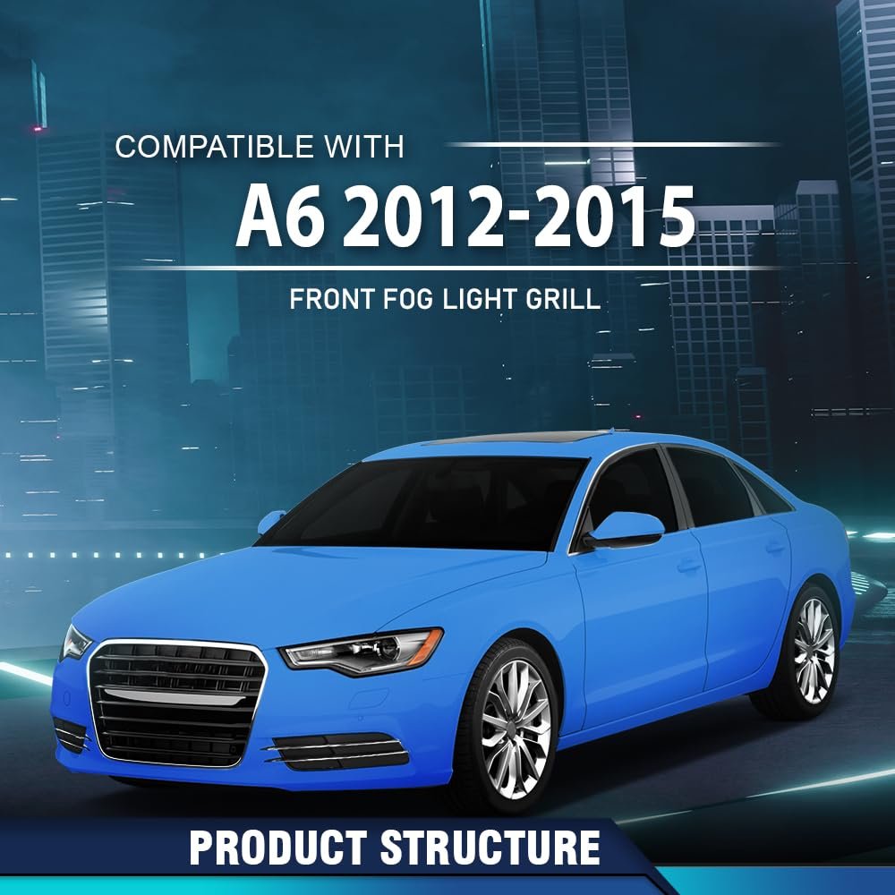 Front Fog Light Cover Grill 1 Pair For Audi A6 Quattro 2012-2015 4g0807681 4g0807682 Black Silver