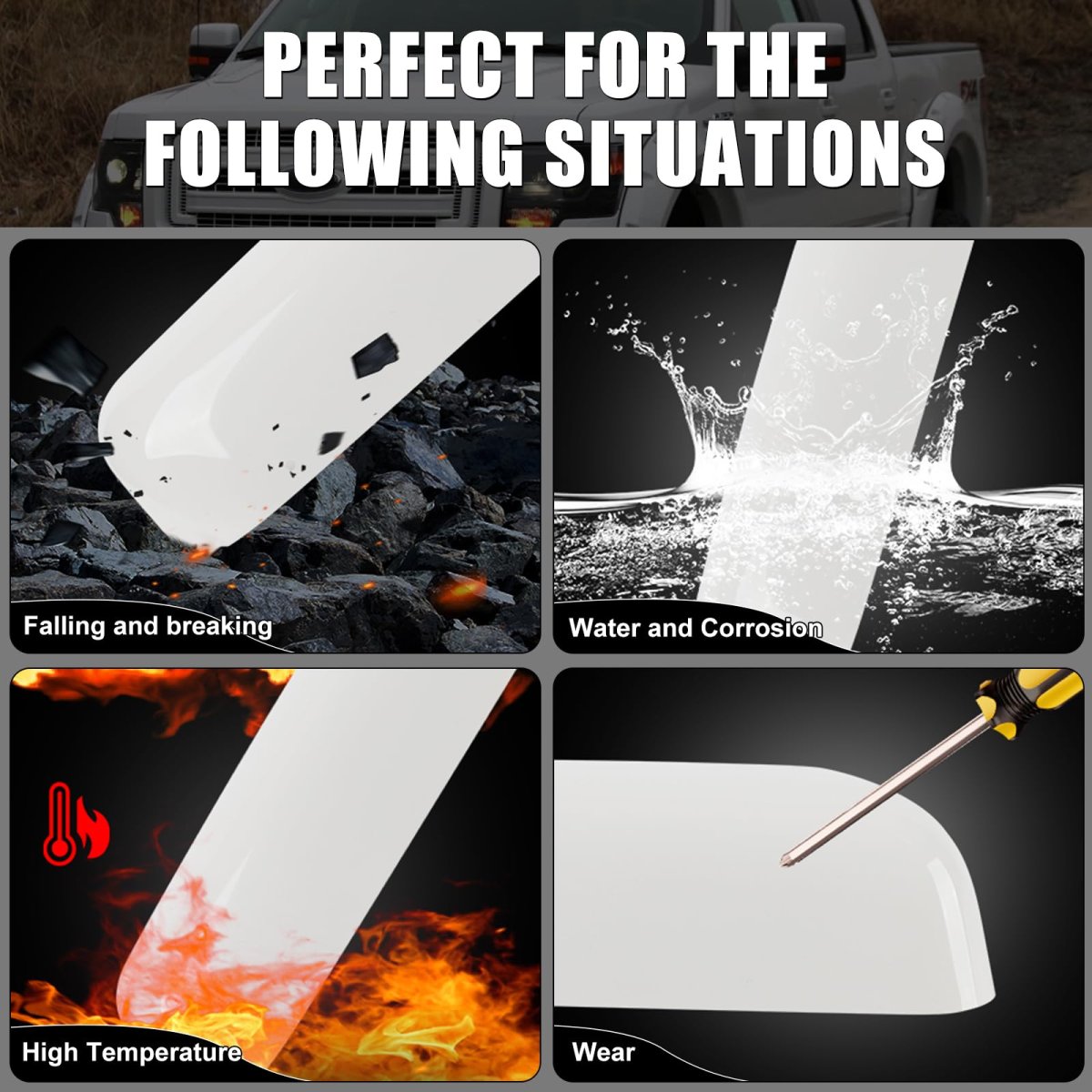 White Top Half Direct Mirror Cover Caps For 2009 2014d F150 Abs Plastic Replacement Covers For Fx2 Fx4 King Ranch Lariat