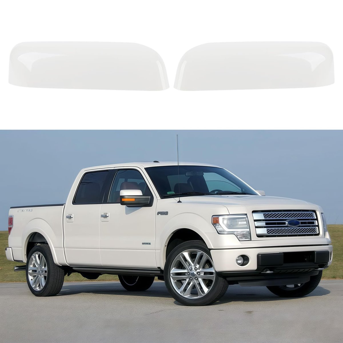White Top Half Direct Mirror Cover Caps For 2009 2014d F150 Abs Plastic Replacement Covers For Fx2 Fx4 King Ranch Lariat