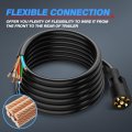 Mictuning Heavy Duty 7 Way Plug Inline Trailer Cord With Double Prongs Connector 16 Feet Weatherproof