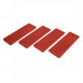 Uxcell 4pcs Red Rectangle Stick-on Safety Reflector Plate W Mounting Holes For Car