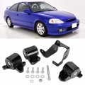 Qiilu Black Engine Billet Motor Torque Mount Bracket Kit Replacement For Honda Civic 1996-2000 B D-series