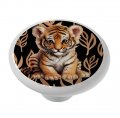 Gotham Decor Baby Tiger Jungle Ceramic Cabinet Knob Drawer Pulls For Home Nursery Room Drawer 