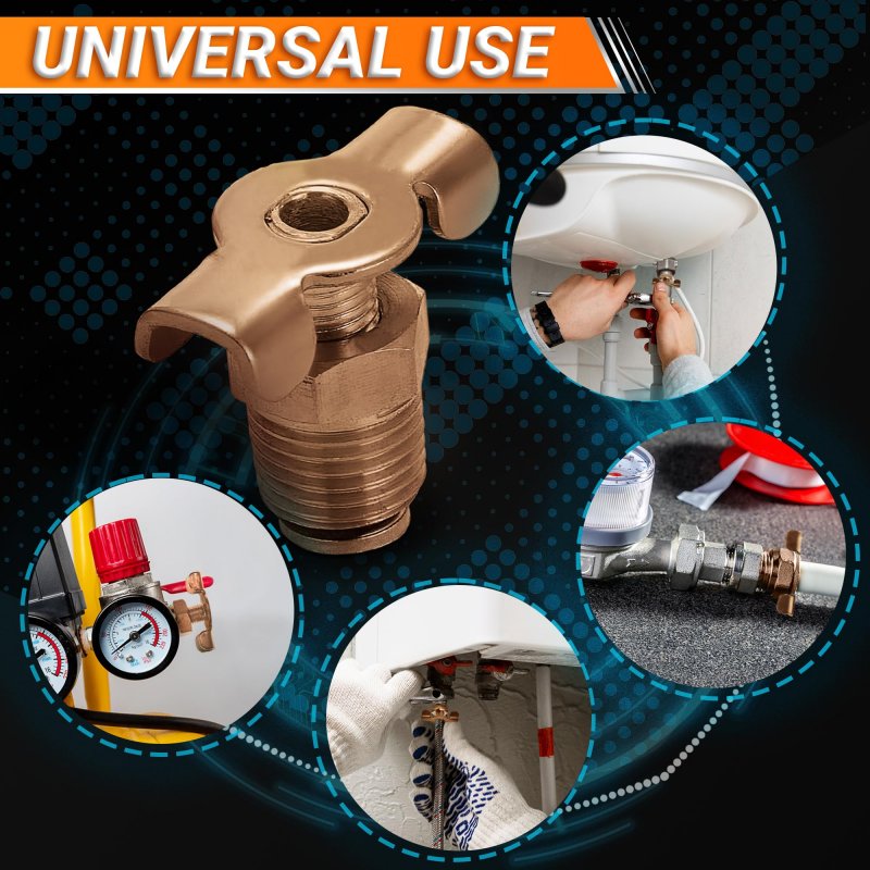 1 4 In Air Compressor Drain Valve High Flow Brass Tank Portable Water Line Adapter And Petcock For Gas Steam Npt Threads