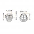 Uxcell 10-32 Acorn Cap Nuts 50pcs 304 Stainless Steel Hardware Hex Dome Head For Fasteners Silver