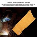 Men Women Leather Welding Work Sleeve Welder Heat Resistant Flame Retardant Arm Protection Garden Stab Spark Cowhide Brown