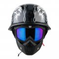 1storm Novelty Motorcycle Half Face Helmet German Style Dot Approved Hky602 Chain Skull Black Tinted Goggle Bundle 