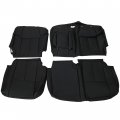 Hecasa Black Synthetic Leather Seat Covers Front And Rear Compatible With 2014-2021 Toyota Tundra Crewmax Crew Max