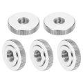 5pcs M8 Knurled Thumb Nuts 304 Stainless Steel Round Flat Head Through Hole Handle Nut Lock Adjusting Thin Type Silver 