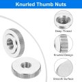 5pcs M8 Knurled Thumb Nuts 304 Stainless Steel Round Flat Head Through Hole Handle Nut Lock Adjusting Thin Type Silver