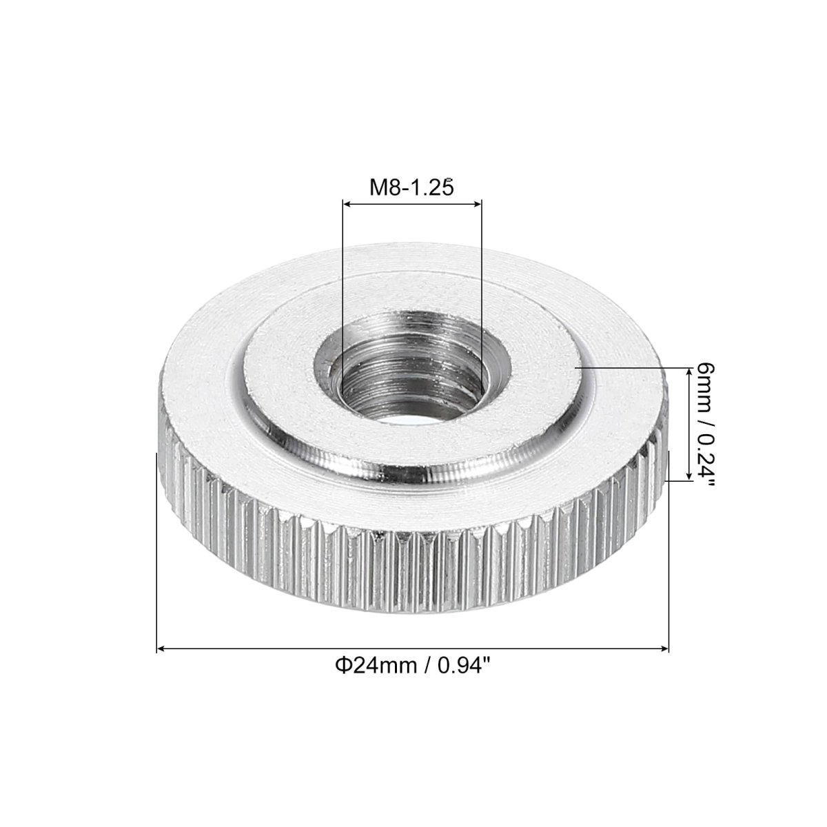 5pcs M8 Knurled Thumb Nuts 304 Stainless Steel Round Flat Head Through Hole Handle Nut Lock Adjusting Thin Type Silver