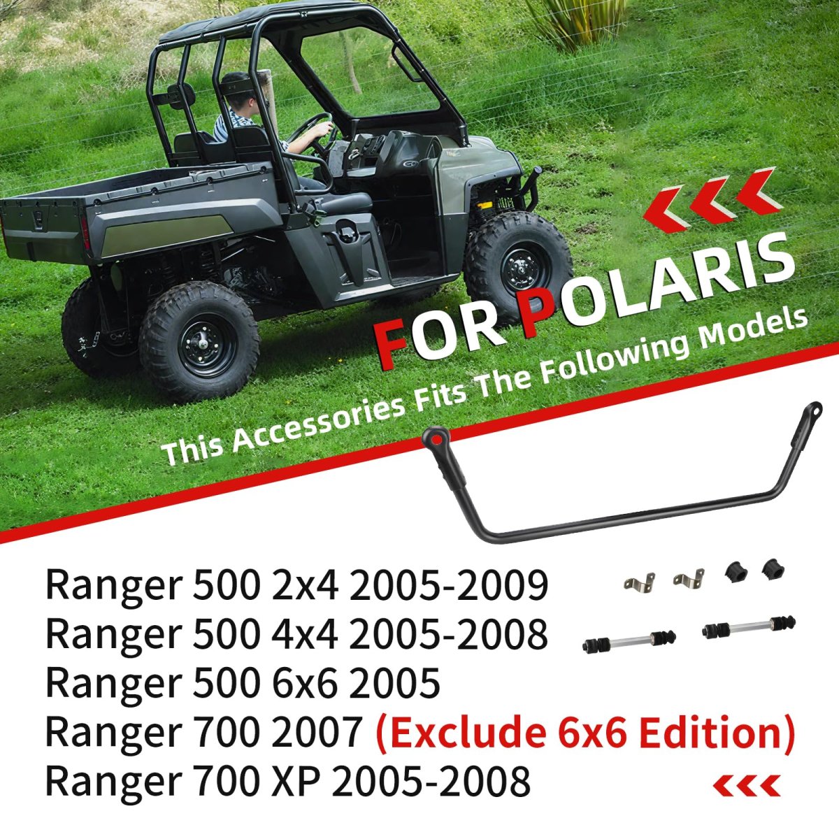 Rear Stabilizer Sway Bar Linkage Rod Shaft Steering Bushing Bracket For Polaris Ranger 500 700 2005-2009 1015814-067
