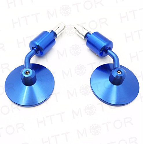 Blue Rear View Handle Bar End Round Mirrors For Motorcycle 1 In 25mm Billet Aluminum Convex Acrylic Left And Right Set
