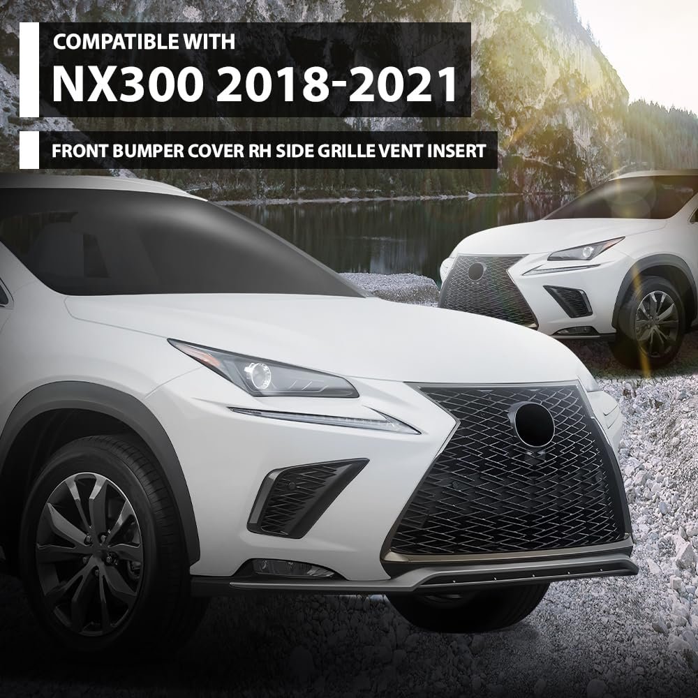 Front Bumper Grille Vent Insert Passenger Right Side For Lx Nx300 2018 2021 And Nx300h Gloss Black Fits F Sport Package With