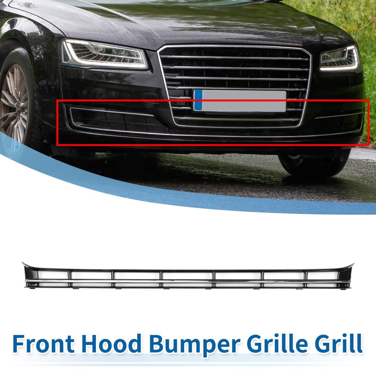 1 Pcs Lower Front Hood Bumper Grille Grill Cover Center Insert Trim No 4h0807697 For Audi A8 D4pa 2015-2018 Black