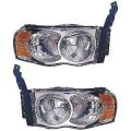 Pair Chrome Housing Amber Corner Headlight Lamp For 2002 2005 Dodge Ram 1500 Pickup Driver And Passenger Side Clear Lens 