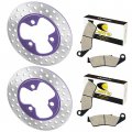 Caltric Front Left And Right Brake Disc Rotor With Pads Compatible Honda Trx450er Electric Start 2006-2014