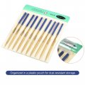 Uxcell Diamond Needle File Set 5mm X 180mm Flat Triangle Files Titanium Coated Tools For Metal Wood Stone Glass 10pcs