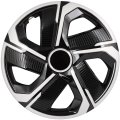 15 In Silver And Black Hubcaps Wheel Covers Universal Set Of 4 For Steel Wheels Durable Abs Plastic Replacement Hub Caps 
