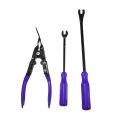 3pcs Blue Clip Pliers Set And Fastener Remover Auto Upholstery Combo Repair Kit