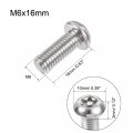 Uxcell M6x16mm Torx Security Machine Screw 40pcs Pan Head Screws Inside Column 304 Stainless Steel Fasteners Bolts