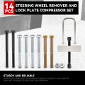 14pcs Professional Steering Wheel Remover Lock Plate Compressor Set With Portable Storage Case Sturdy Steel Construction