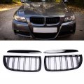 Kidney Grill Grilles For Bmw 3 Series E90 E91 Sedan 4 Door 2 Line Gloss Black Fit005 To 2008 Front Bumper Replacement Set Of 2 