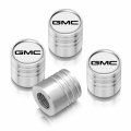 Ipick Image For Gmc Logo In White On Shining Silver Aluminum Cylinder-style Tire Valve Stem Caps