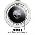 Graphics More Alien Head In Space Keychain Spinning Round Chrome Plated Metal