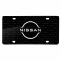 Ipick Image Compatible With Nissan New 3d Logo On Pattern Black Aluminum License Plate